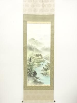 山川蒼雲筆　四神相応図　肉筆絹本掛軸